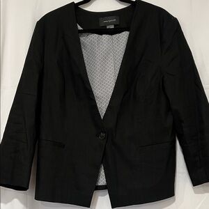 Ann Taylor Black Single-Button Open-Front Blazer